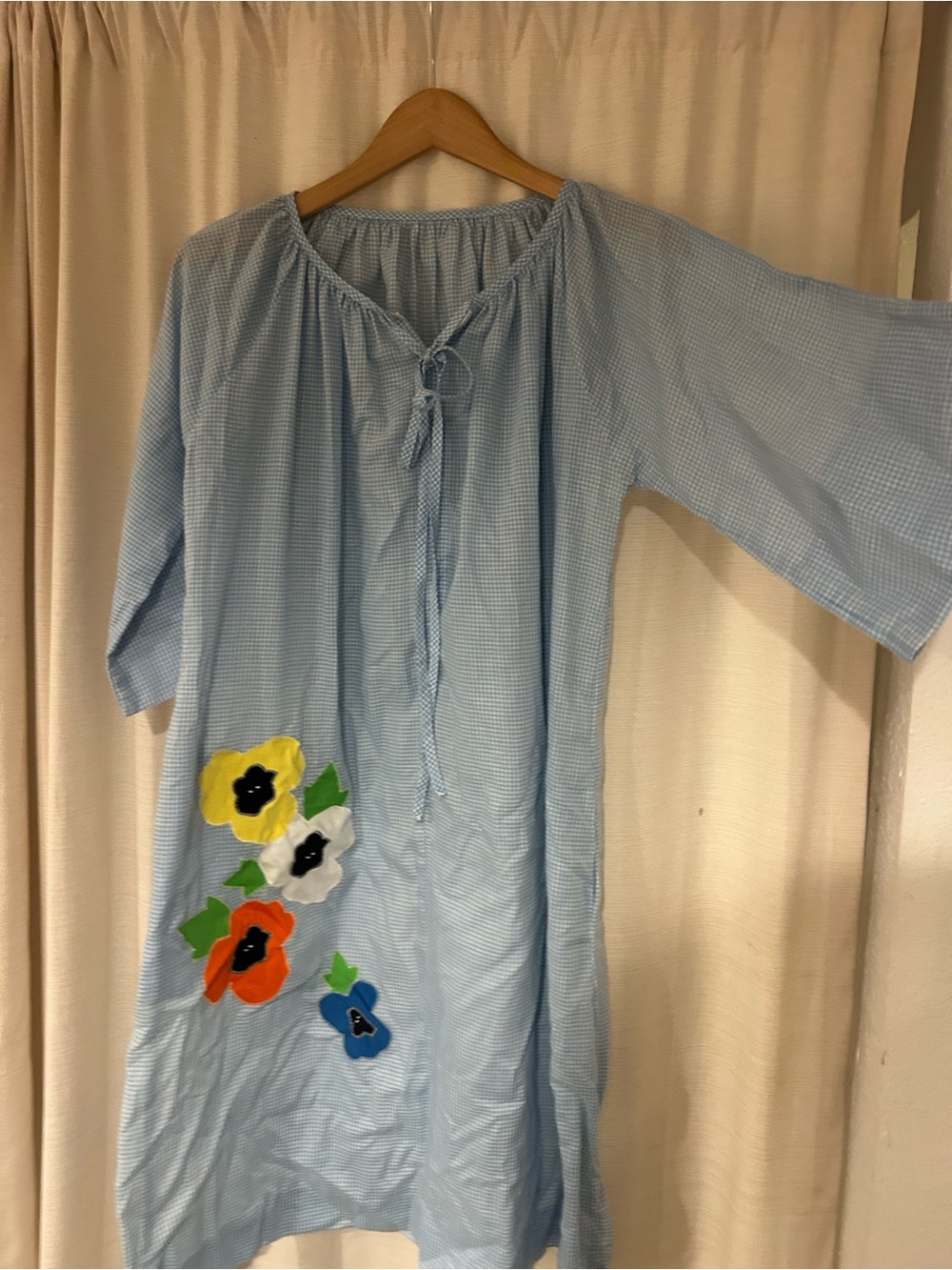 Vintage Light Blue Floral Appliqué Dress